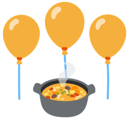 balloon and pot of food