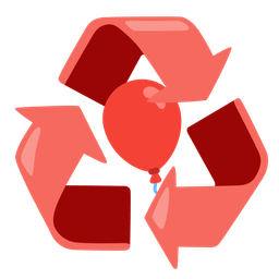 balloon and recycling symbol