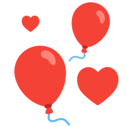balloon and revolving hearts