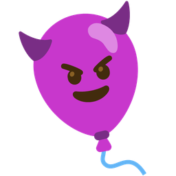 balloon and smiling face with horns
