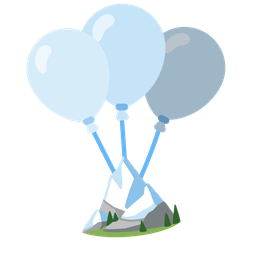 balloon and snow-capped mountain