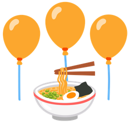 balloon and steaming bowl