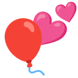 balloon and two hearts