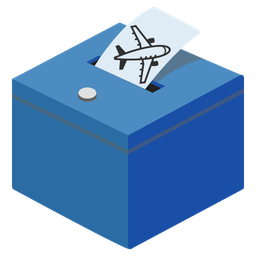 ballot box with ballot and airplane