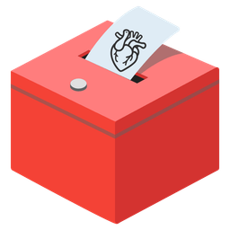 ballot box with ballot and anatomical heart