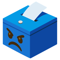 ballot box with ballot and angry face
