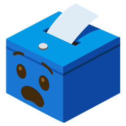 ballot box with ballot and anguished face