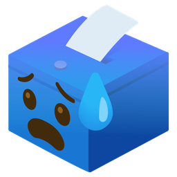 ballot box with ballot and anxious face with sweat