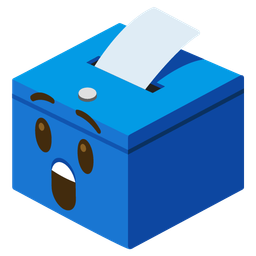 ballot box with ballot and astonished face