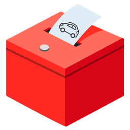 ballot box with ballot and automobile