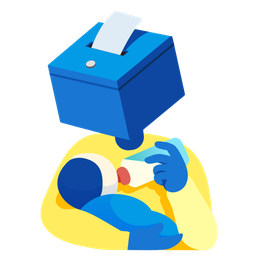 ballot box with ballot and baby bottle