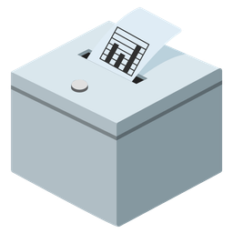 ballot box with ballot and bar chart