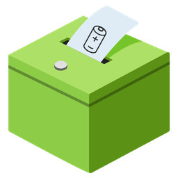 ballot box with ballot and battery