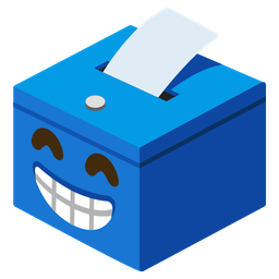 Ballot box with ballot and Beaming face with smiling eyes