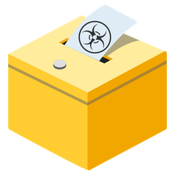 ballot box with ballot and biohazard