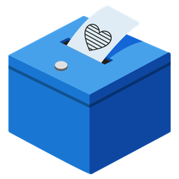ballot box with ballot and blue heart