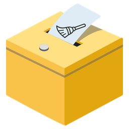 ballot box with ballot and broom