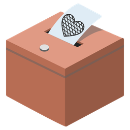 ballot box with ballot and brown heart