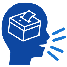 ballot box with ballot and busts in silhouette