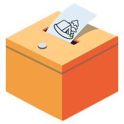 ballot box with ballot and camping