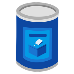 ballot box with ballot and canned food