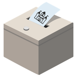 ballot box with ballot and castle