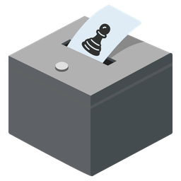 ballot box with ballot and chess pawn