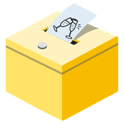 ballot box with ballot and clinking glasses