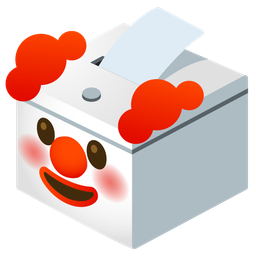 ballot box with ballot and clown face