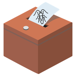 ballot box with ballot and cockroach