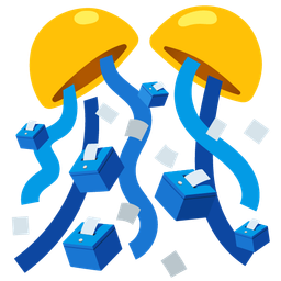 ballot box with ballot and confetti ball