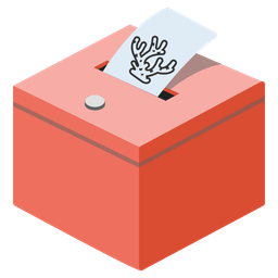 ballot box with ballot and coral