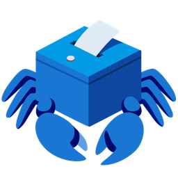 ballot box with ballot and crab