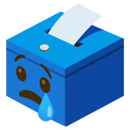 ballot box with ballot and crying face