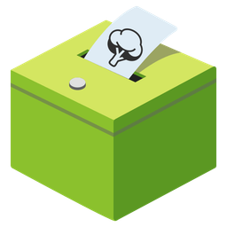 ballot box with ballot and deciduous tree