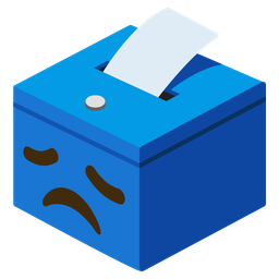 ballot box with ballot and disappointed face