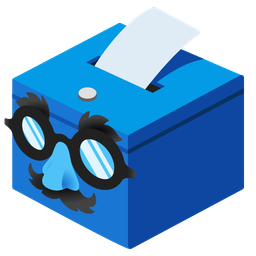 ballot box with ballot and disguised face