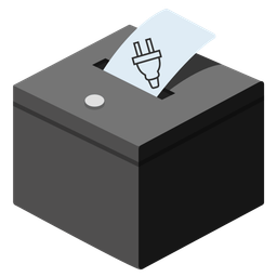 ballot box with ballot and electric plug