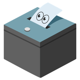 ballot box with ballot and eyes