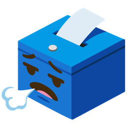 ballot box with ballot and face exhaling