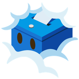 ballot box with ballot and face in clouds