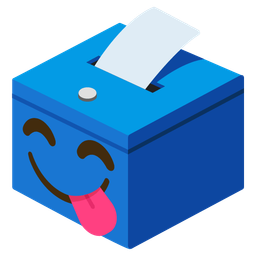 Ballot box with ballot and Face savoring food