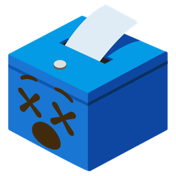 ballot box with ballot and face with crossed-out eyes