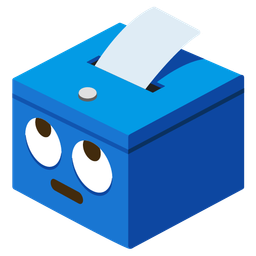 ballot box with ballot and face with rolling eyes