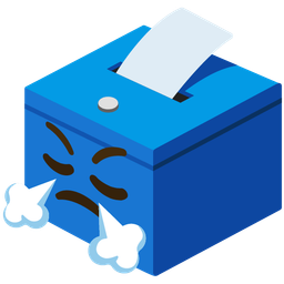ballot box with ballot and face with steam from nose