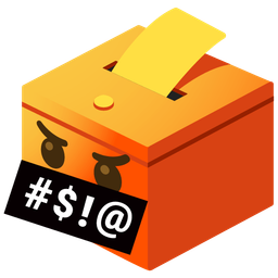 ballot box with ballot and face with symbols on mouth