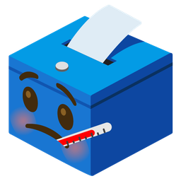 ballot box with ballot and face with thermometer