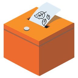 ballot box with ballot and fallen leaf