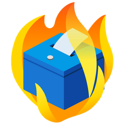 ballot box with ballot and fire
