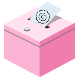 ballot box with ballot and fish cake with swirl